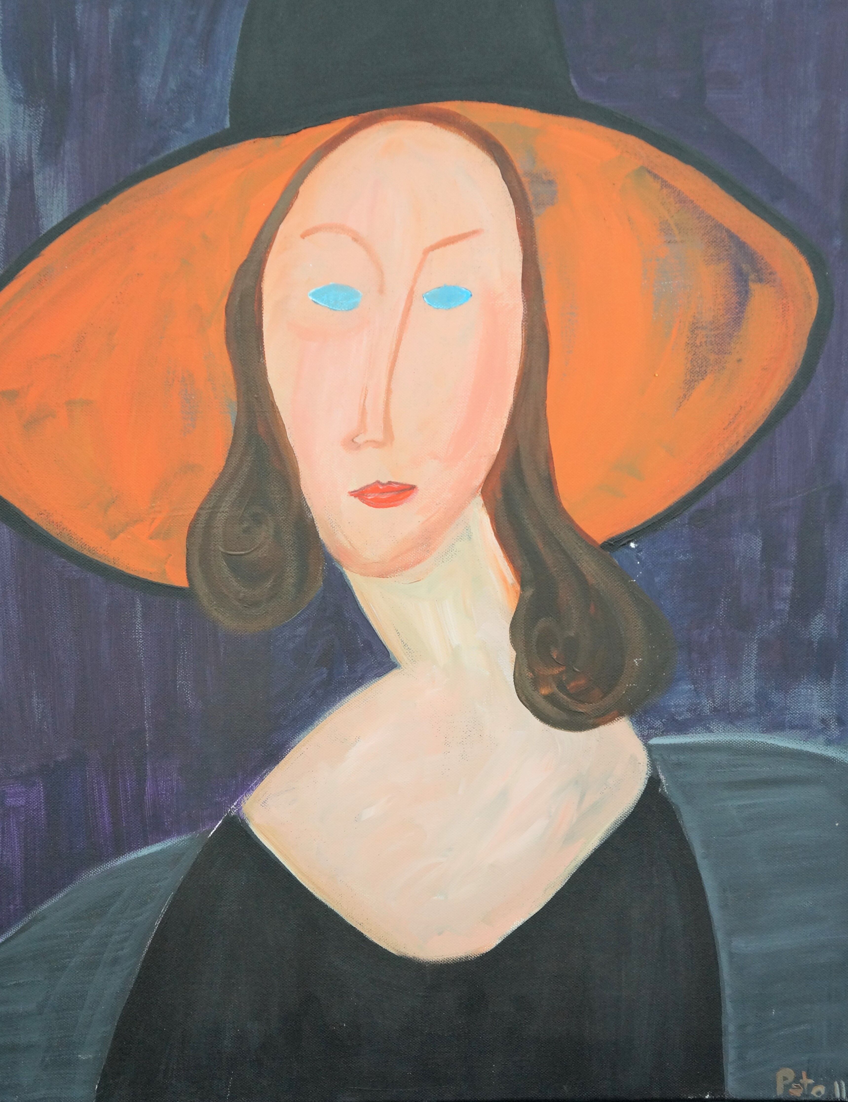 Painting "The woman in the orange hat"