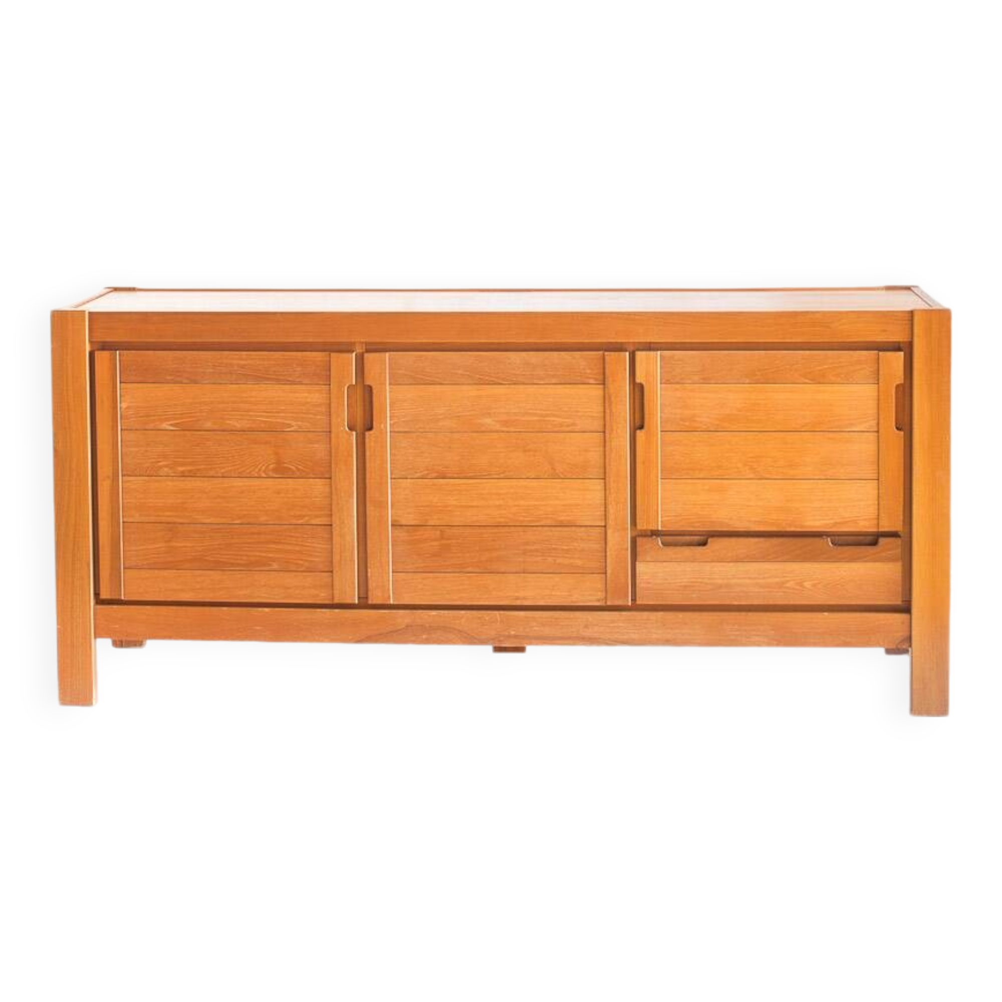 Vintage sideboard in elm wood. Edition by Simat. France 1970s.