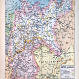 Lithograph map Empire of Germany 1897