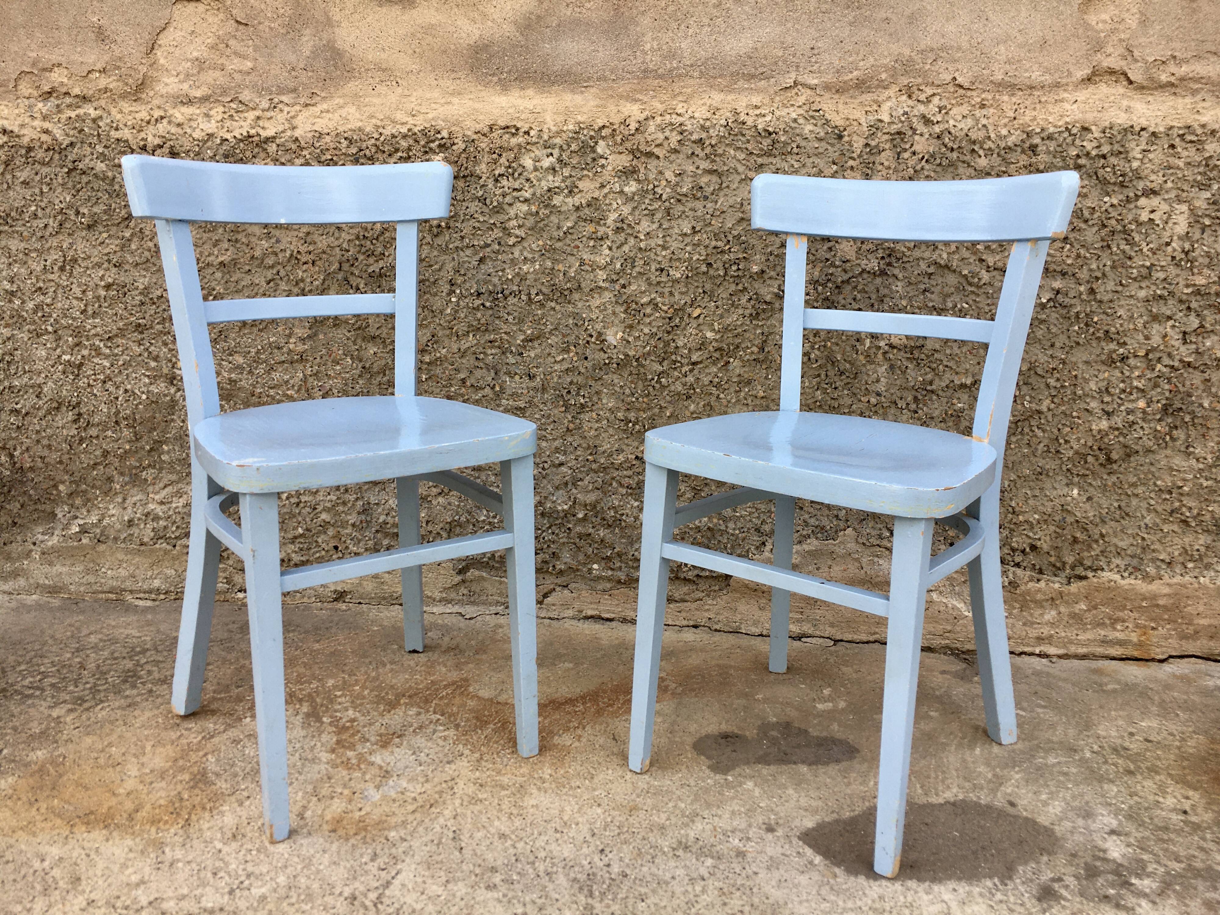 Paire de chaises en bois troquet