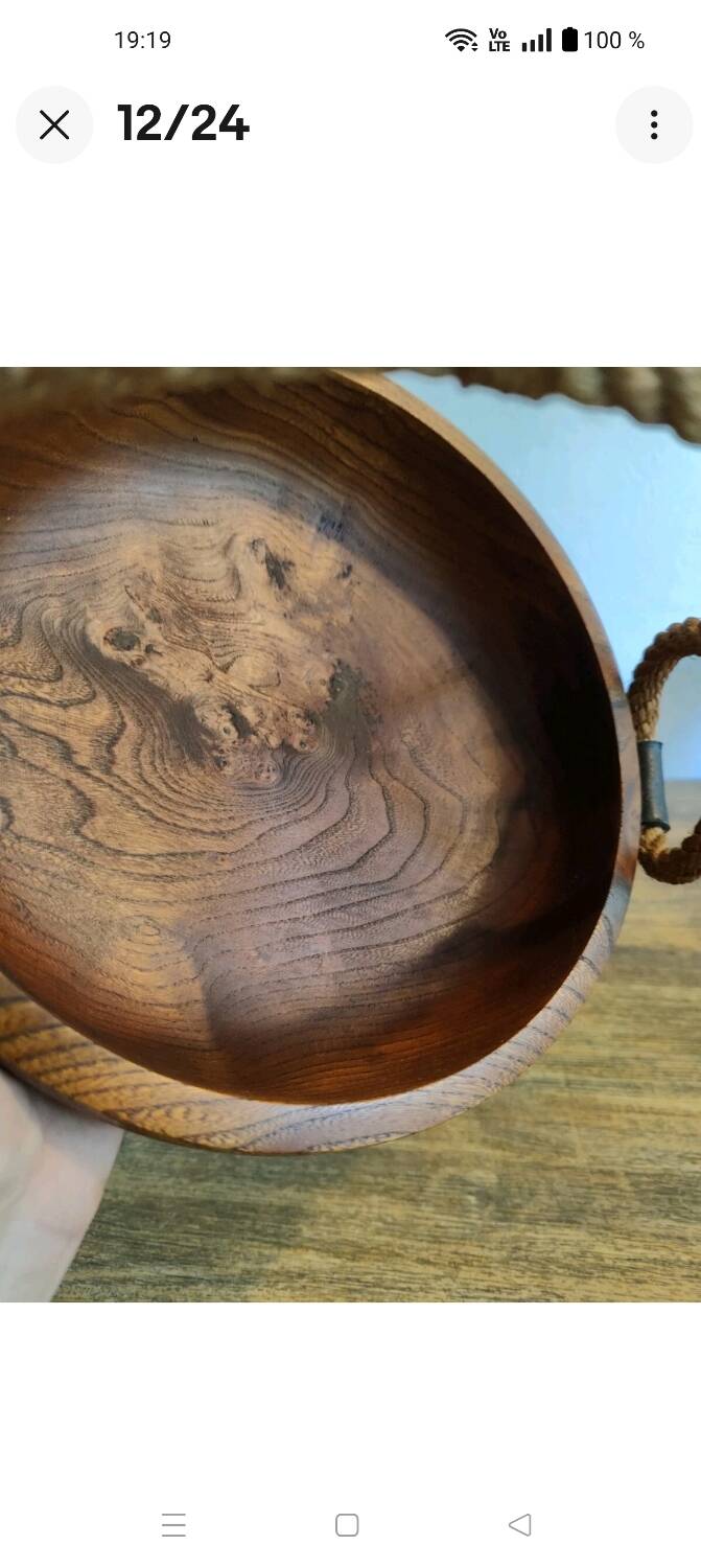 Adrien Audoux and Frida Minet rare basket in solid oak and rope