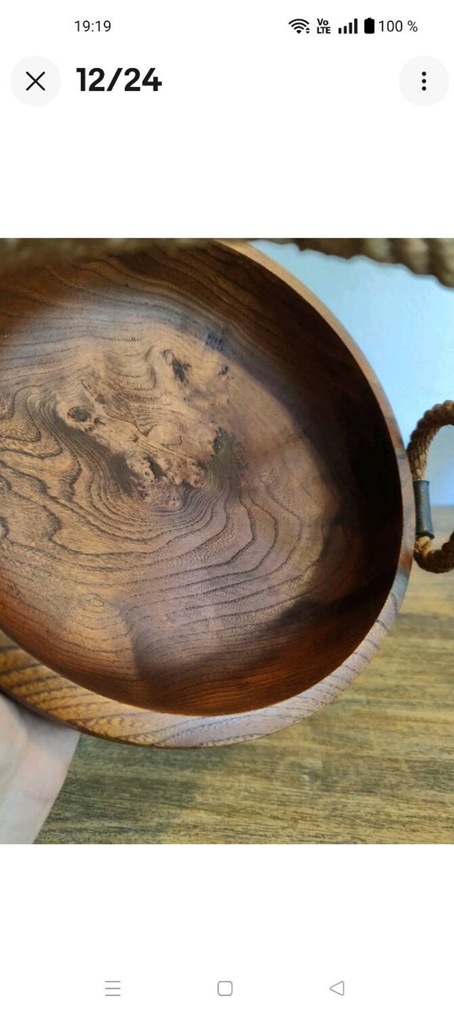 Adrien Audoux and Frida Minet rare basket in solid oak and cordage.