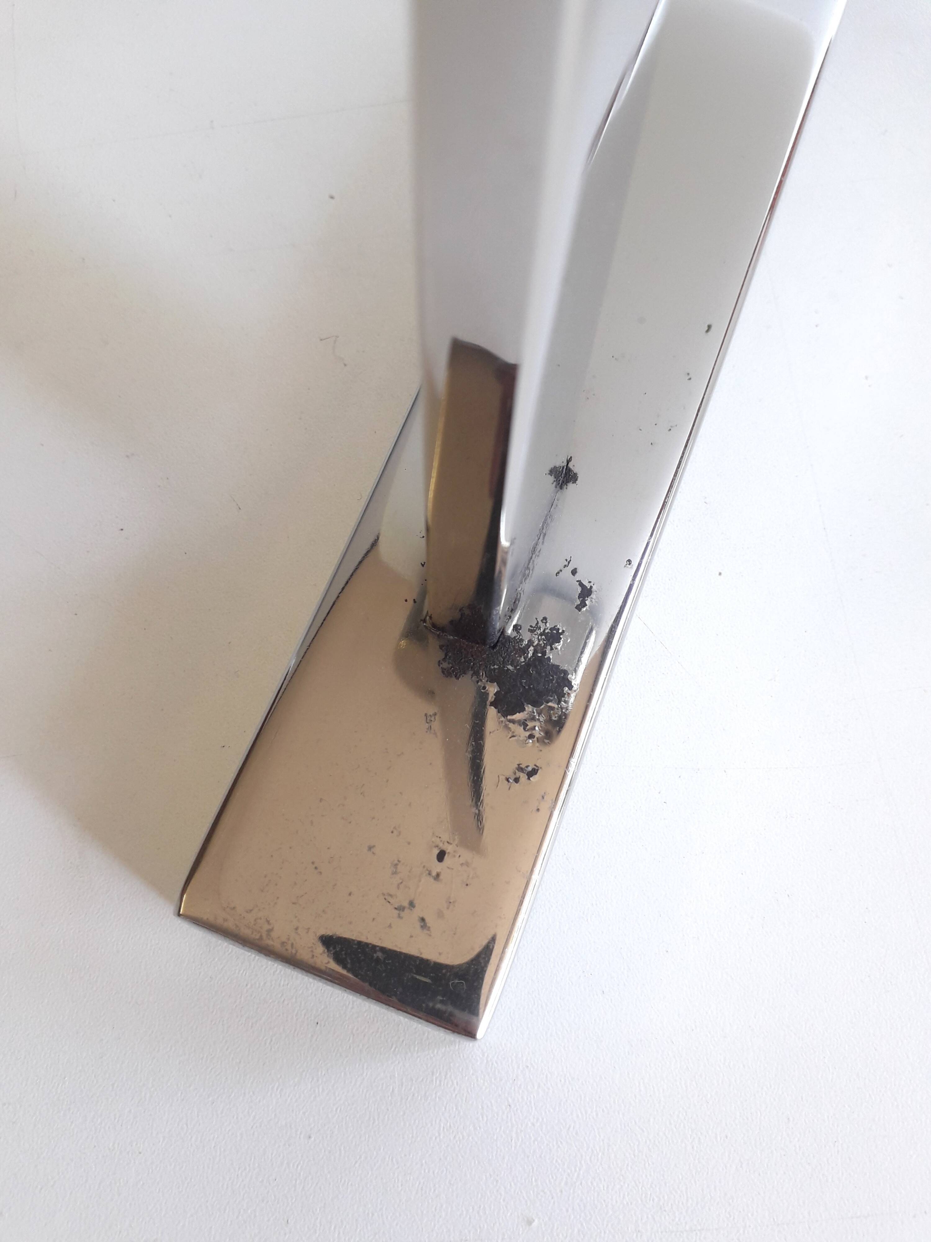 Pair of vintage wall lights - Chrome and glass - 1970s