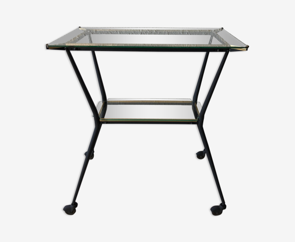 Console vintage en verre et métal