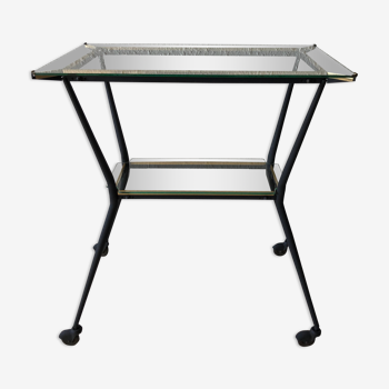 Vintage glass and metal console