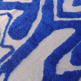 Klein blue and white Berber rug with abstract relief