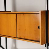 Vintage desk with modular bookcase in wood and metal, 1960