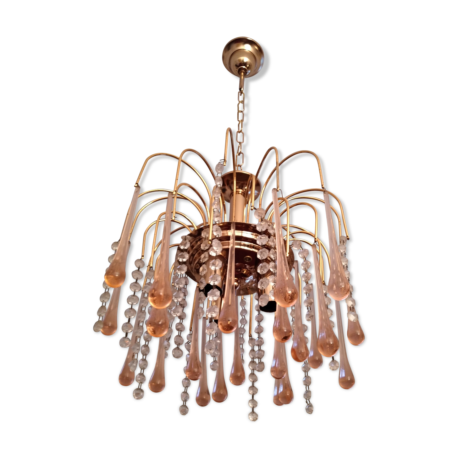 Metal and vintage stamps chandelier