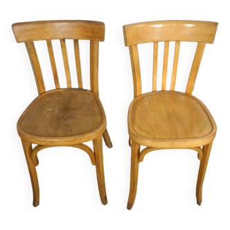Pair of Baumann type bistro chairs stamped PTT