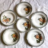 6 hollow plates in vintage earthenware by Digoin Sarreguemines - models Odile and Adèle
