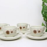 Set of 4 cups and saucers, Sarreguemines, Chardon model, vintage French