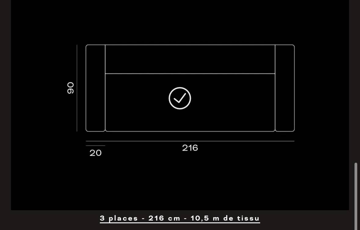 Canapé 3 places AGAR Panac Édition en velours blush