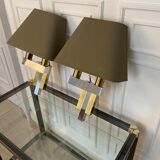 Pair of chrome and brass sconces, Italy, 1970s
