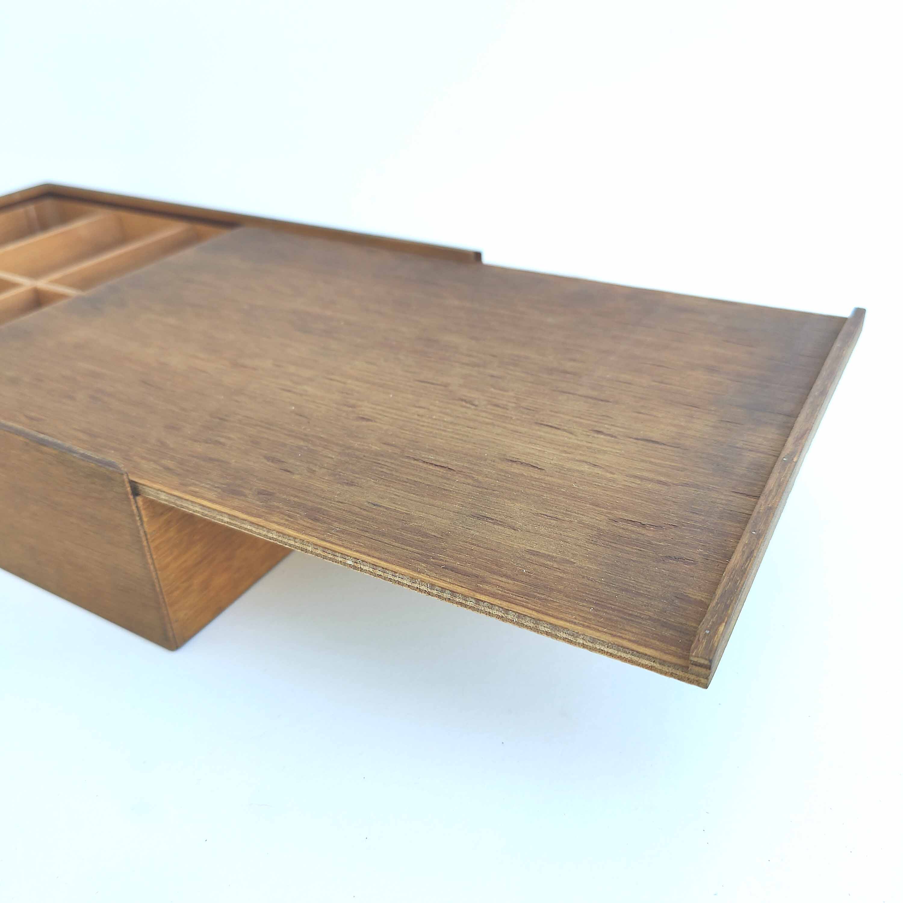 Wooden box locker with sliding lid compartment