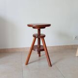 Vintage screw stool in solid oak