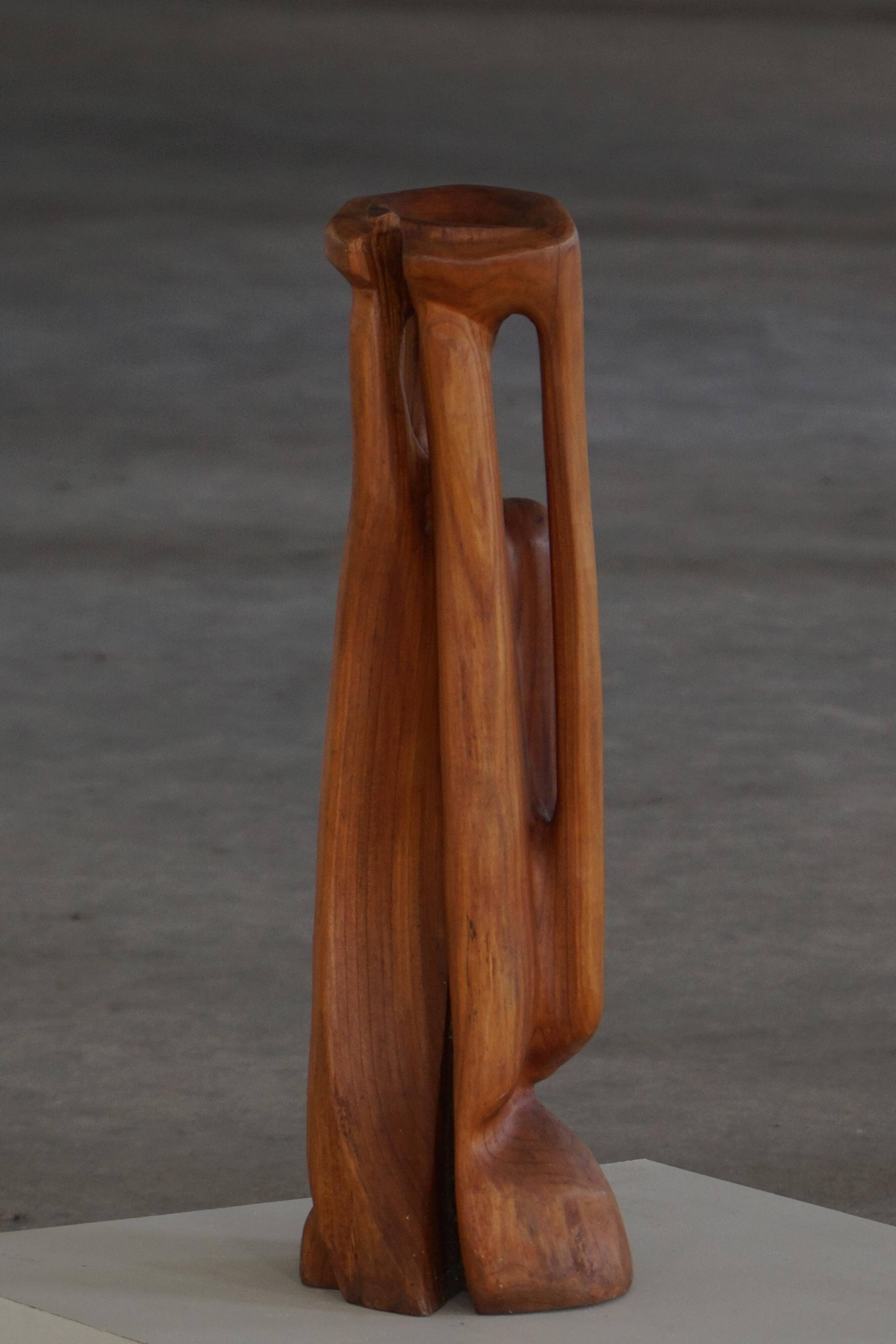 Large wooden sculpture "Woman" by Ole Wettergren, Danish modern, 1970s.