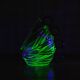 Set of six mouth-blown uranium glass cups, France, Mid-Century