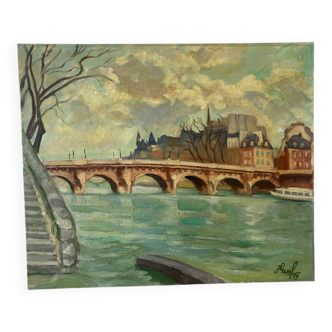 Landscape of a Parisian bridge
