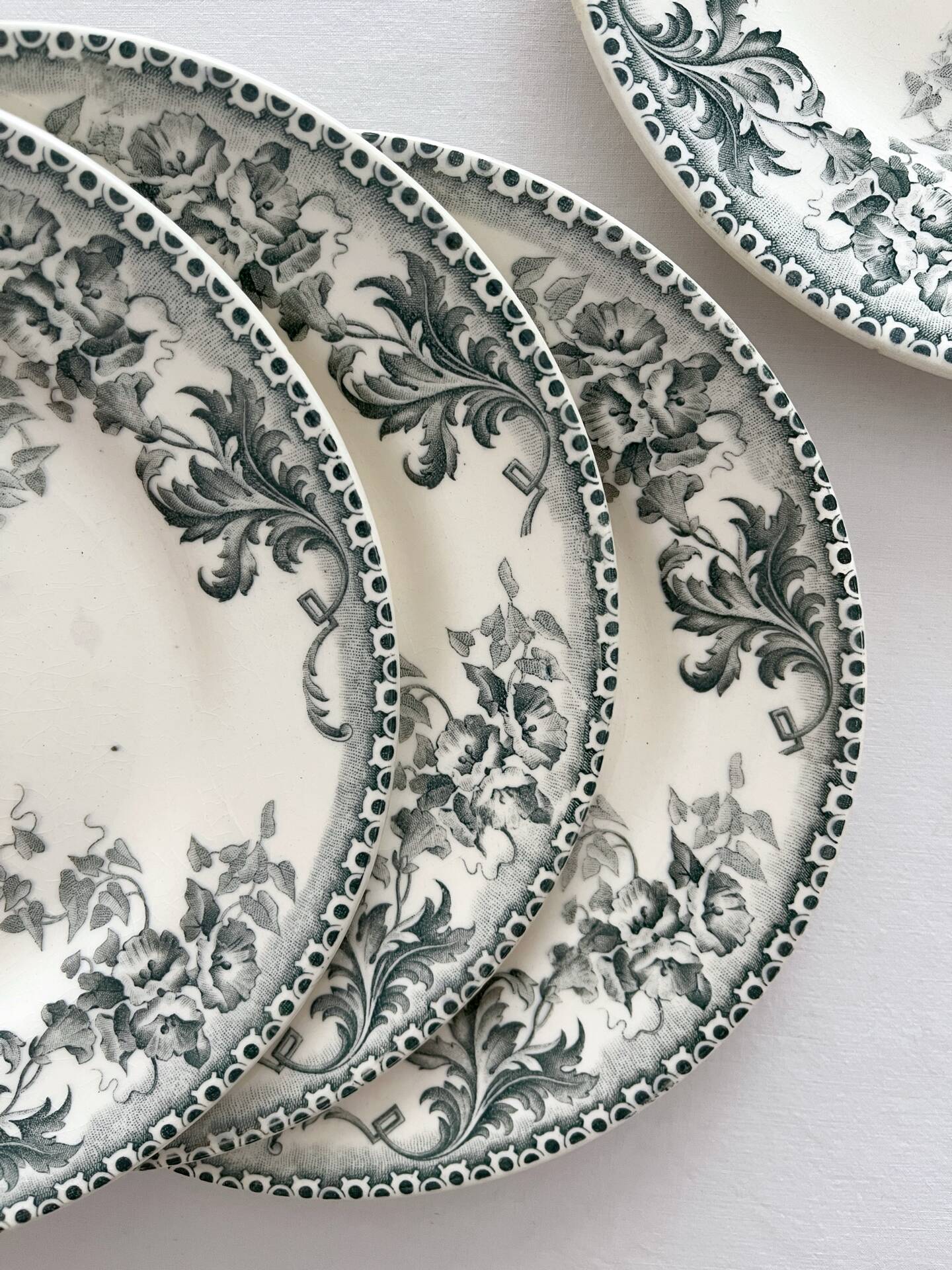 4 dessert plates ironstone "Liserons" Choisy le Roi