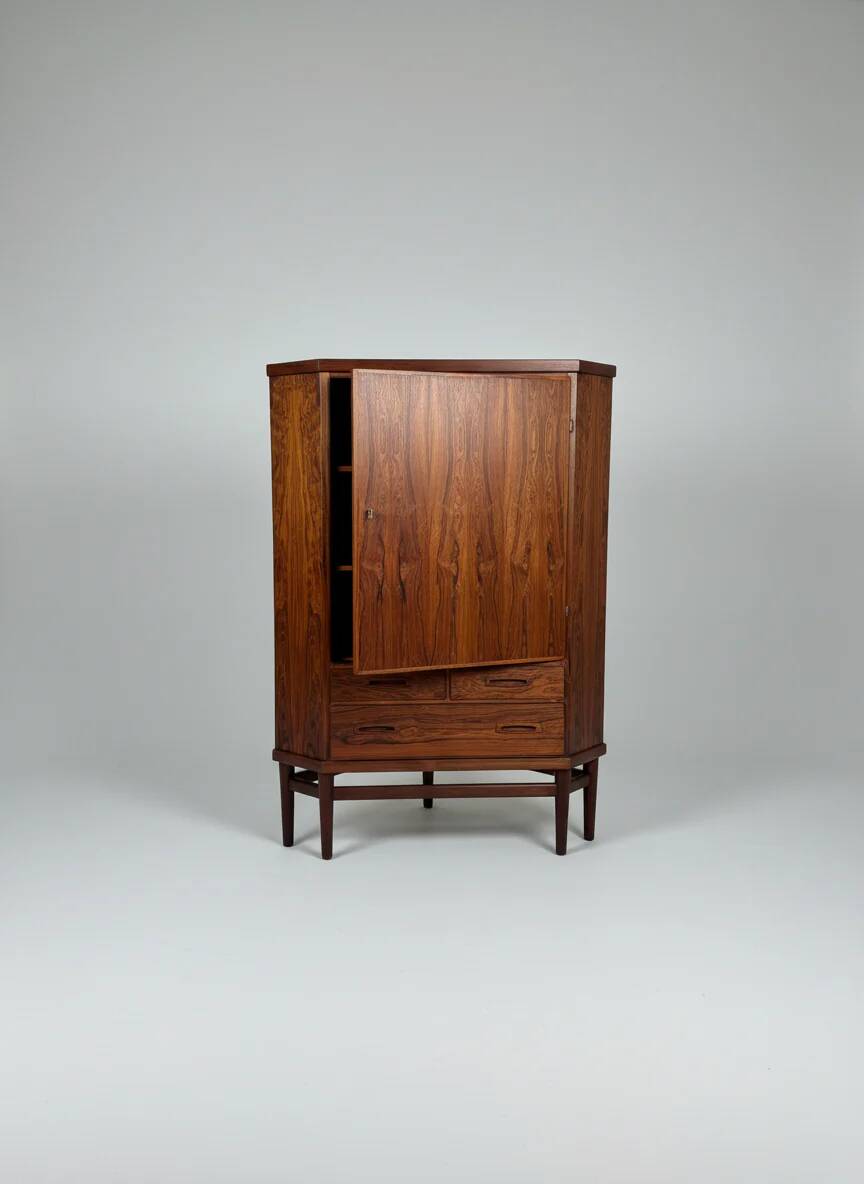 Scandinavian rosewood corner cabinet, Denmark, 1960s