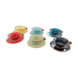 6 tasses et soucoupes porcelaine salins vintage année 50