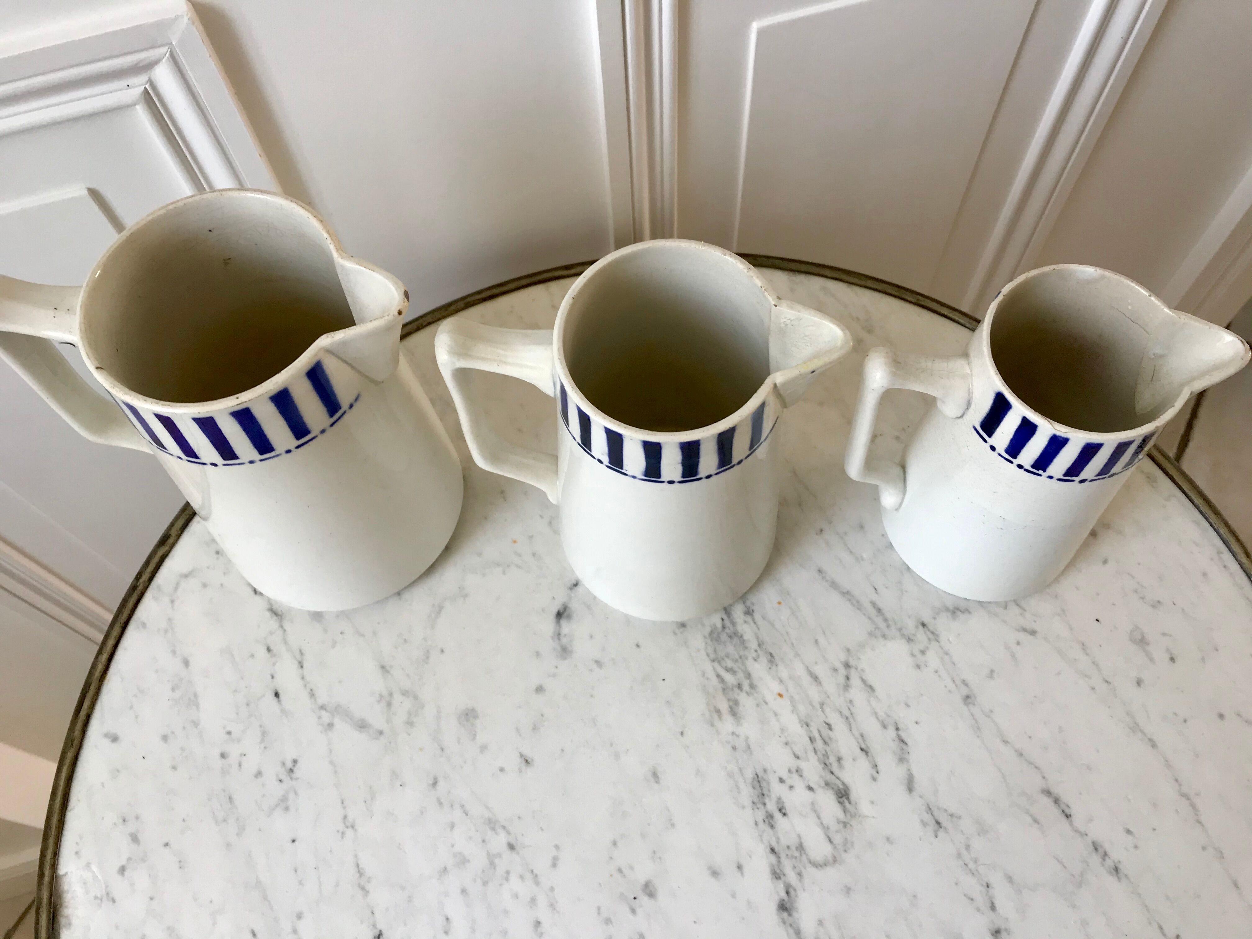 trio of earthenware pitchers CM Paris model "Monique" 30s