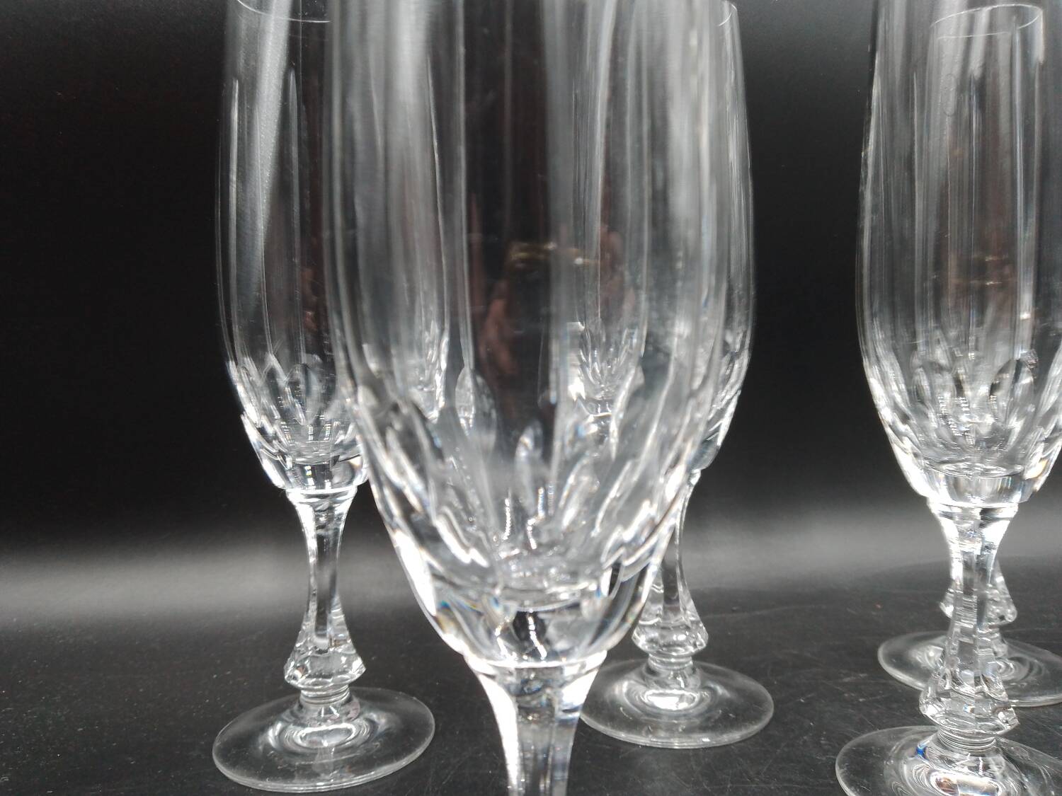 5 Champagne flutes in cut crystal from Lorraine LEMBERG model NORA