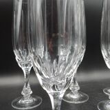 5 Champagne flutes in cut crystal from Lorraine LEMBERG model NORA
