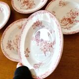Assiettes du XIXe siècle terre de fer rose Sarreguemines "Fontanges"
