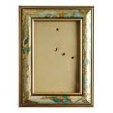 Gold & blue photo frame, wall or standing circa 1980