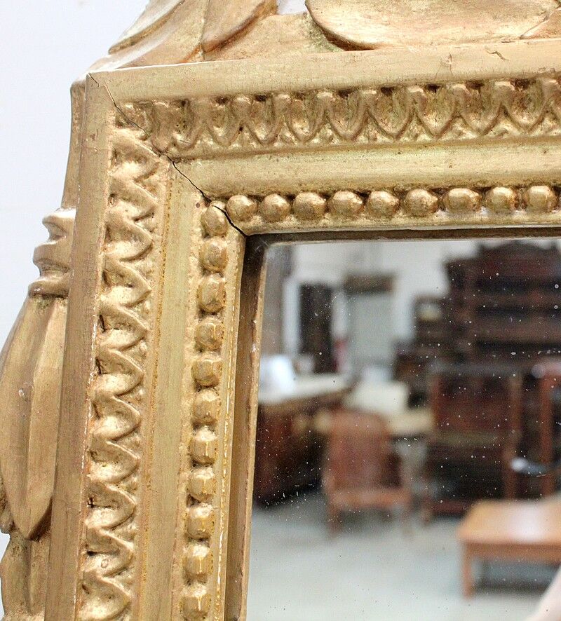 Golden wooden mirror, Louis XVI style - early 20th century