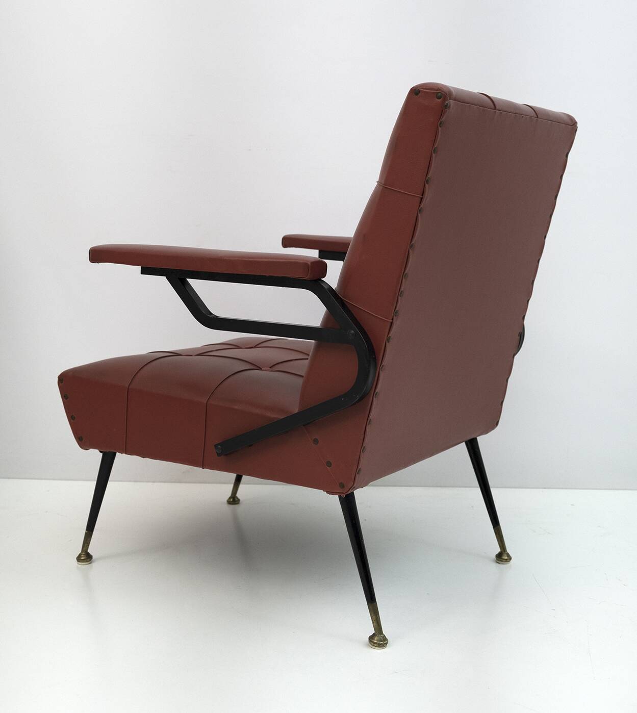 Mid-Century Modern Italian Faux Leather Small Armchair, 1960s