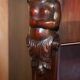 Hand-carved library circa 1900 in hardwood with Hermes statues.