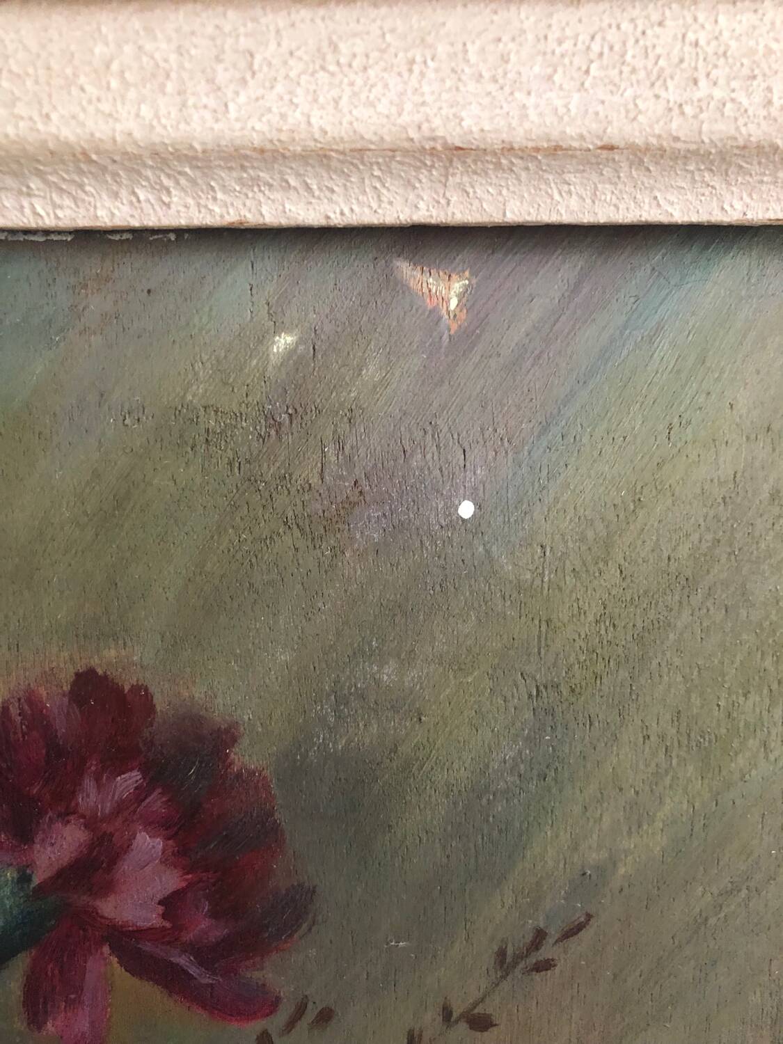 Old oil on panel still life signed