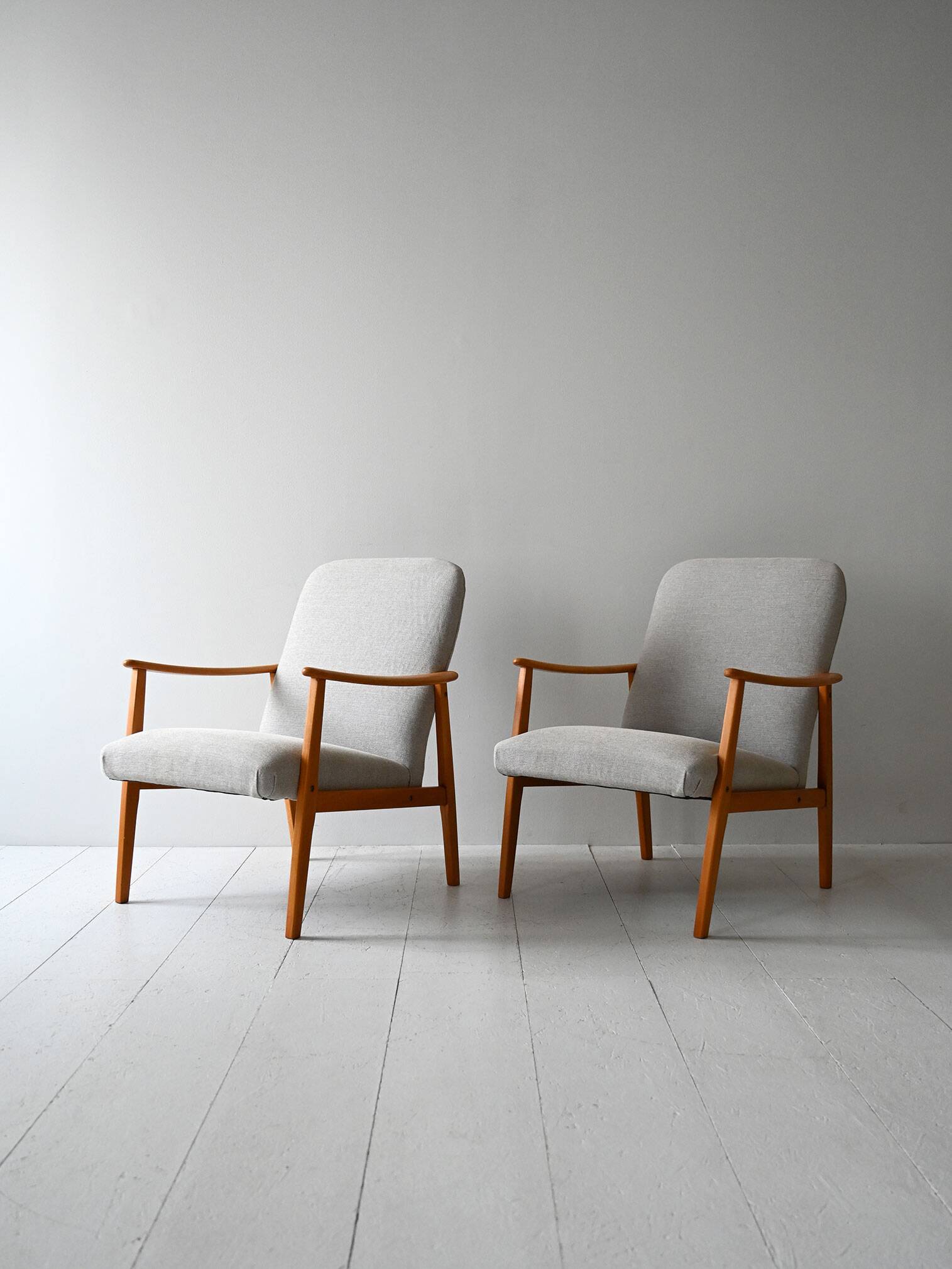 Pair of Scandinavian Mid-Century Oak Armchairs