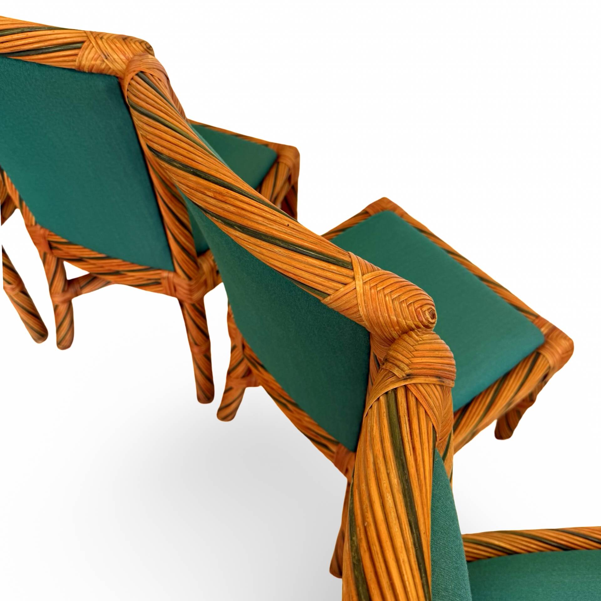 Set of six vintage bamboo and rattan dining chairs