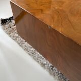 Square coffee table in elm magnifying glass 70s