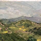 Oil on canvas pyrenees mountain landscape, signed a. baland 1988, unframed