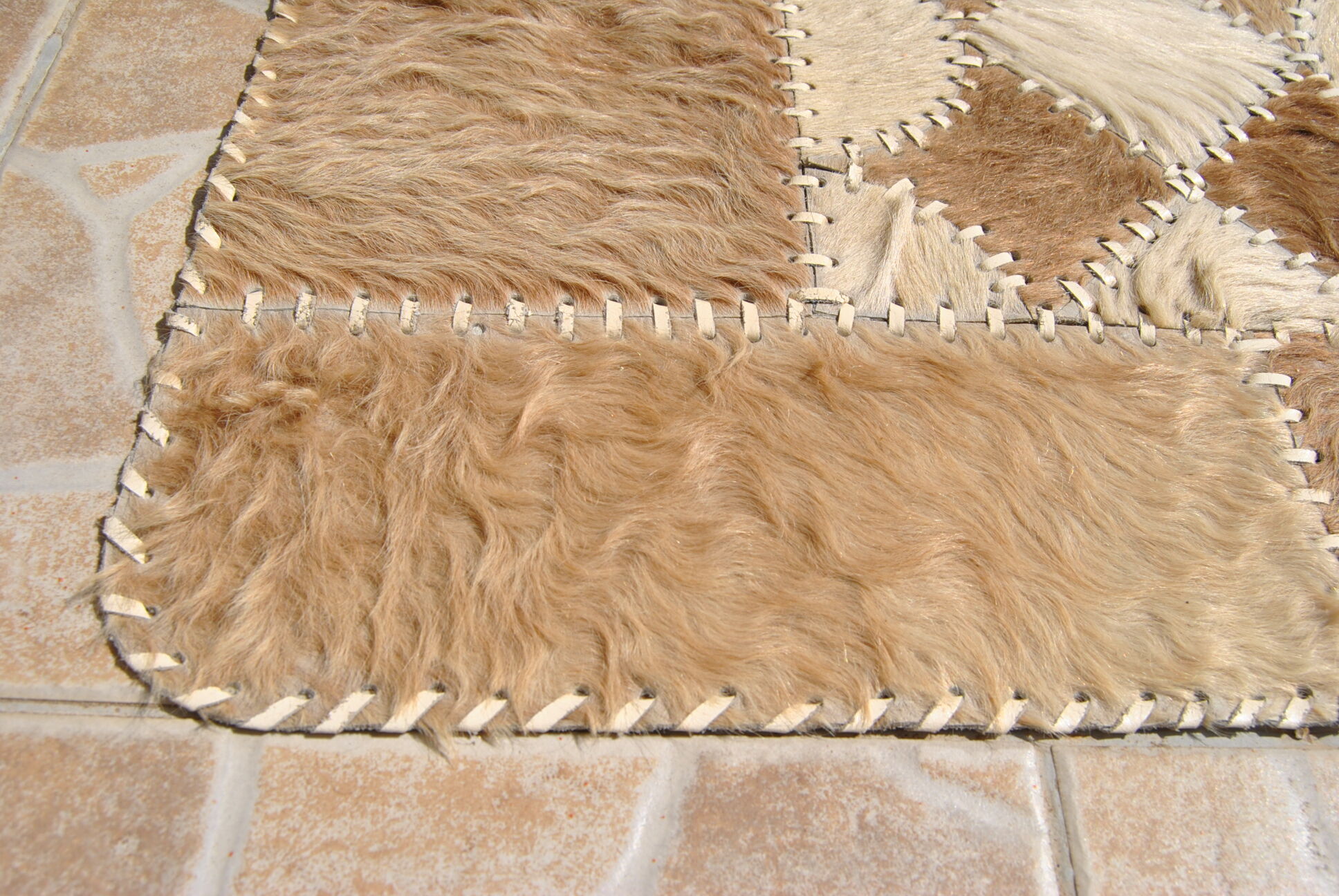 80s cowhide patchwork carpet