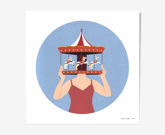 Tirage d'art , La Mélancolique , 30x30 cm , édition limitée signée