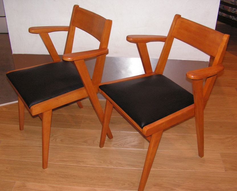 Pair of vintage bridge armchairs