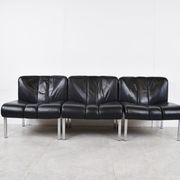 Vintage leather and chrome eurochair lounge chairs by Girsberger, 1970s