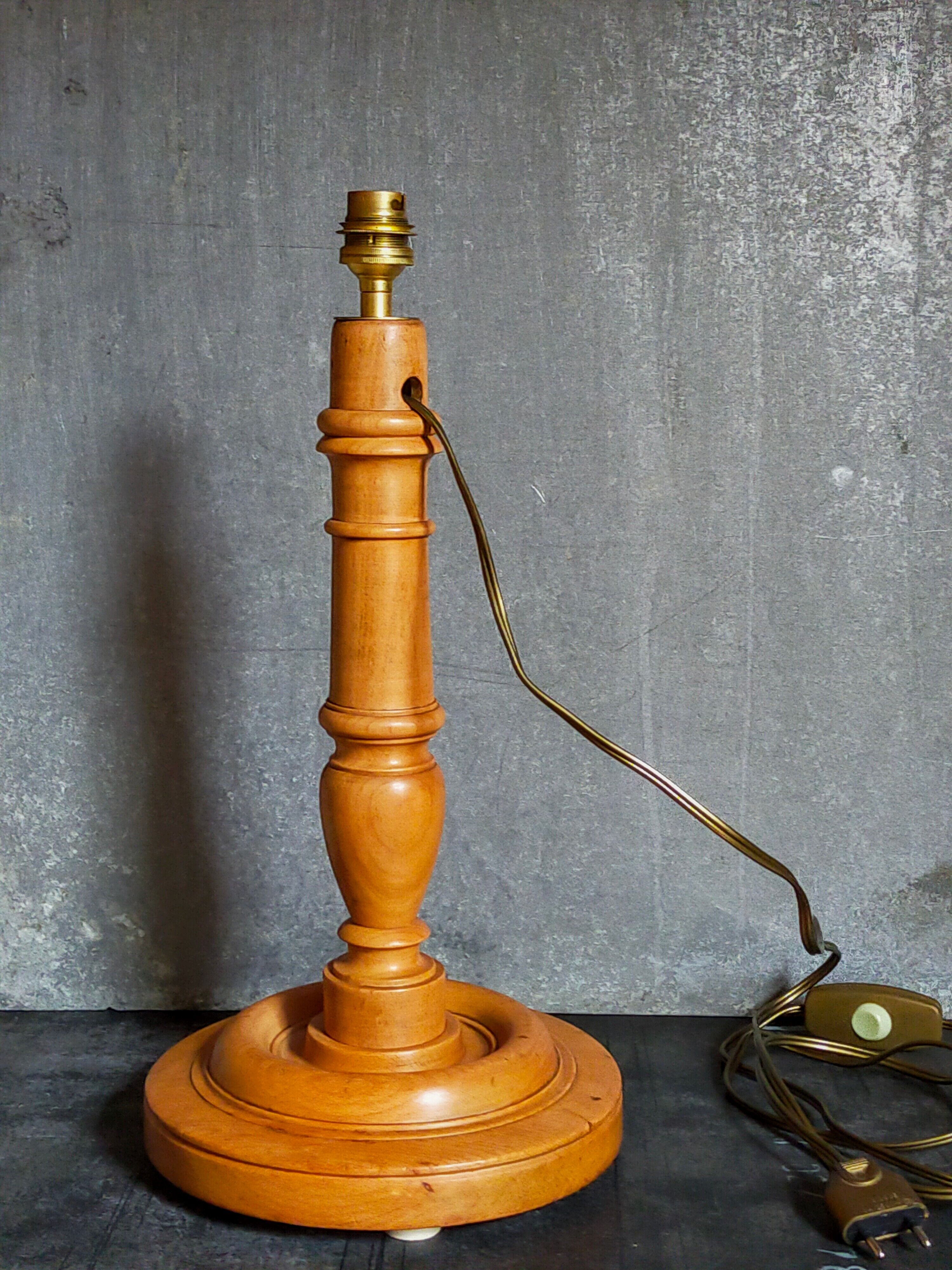 Old solid turned wooden lamp base