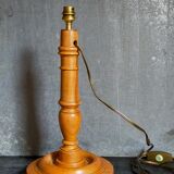 Old solid turned wooden lamp base