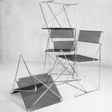 Minimalist Metal X-Line Chairs by Niels Jørgen Haugesen for Hybodan, 1970s, Set of 4