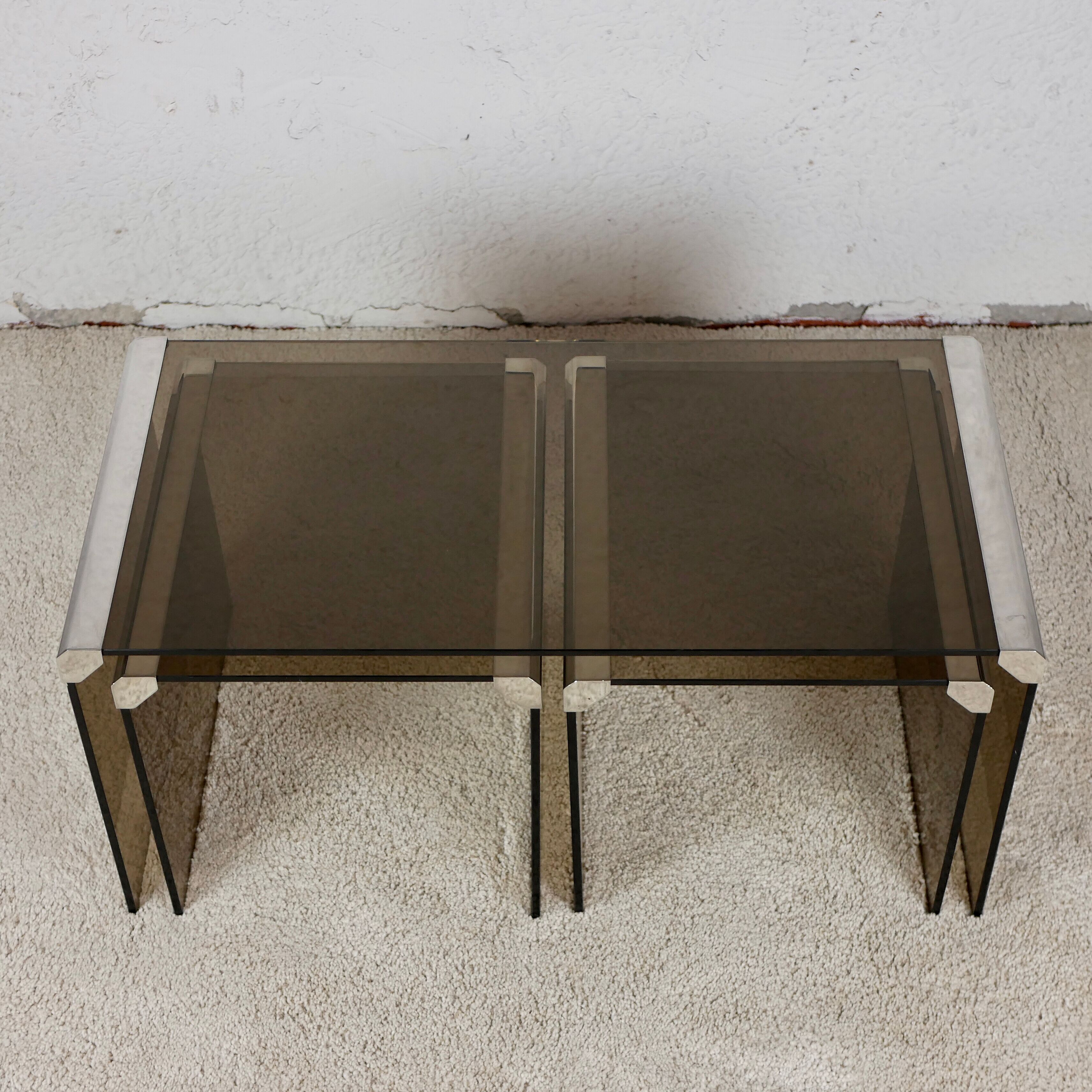 Nesting tables smoked glass by Gallotti & Radice