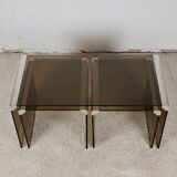 Nesting tables smoked glass by Gallotti & Radice
