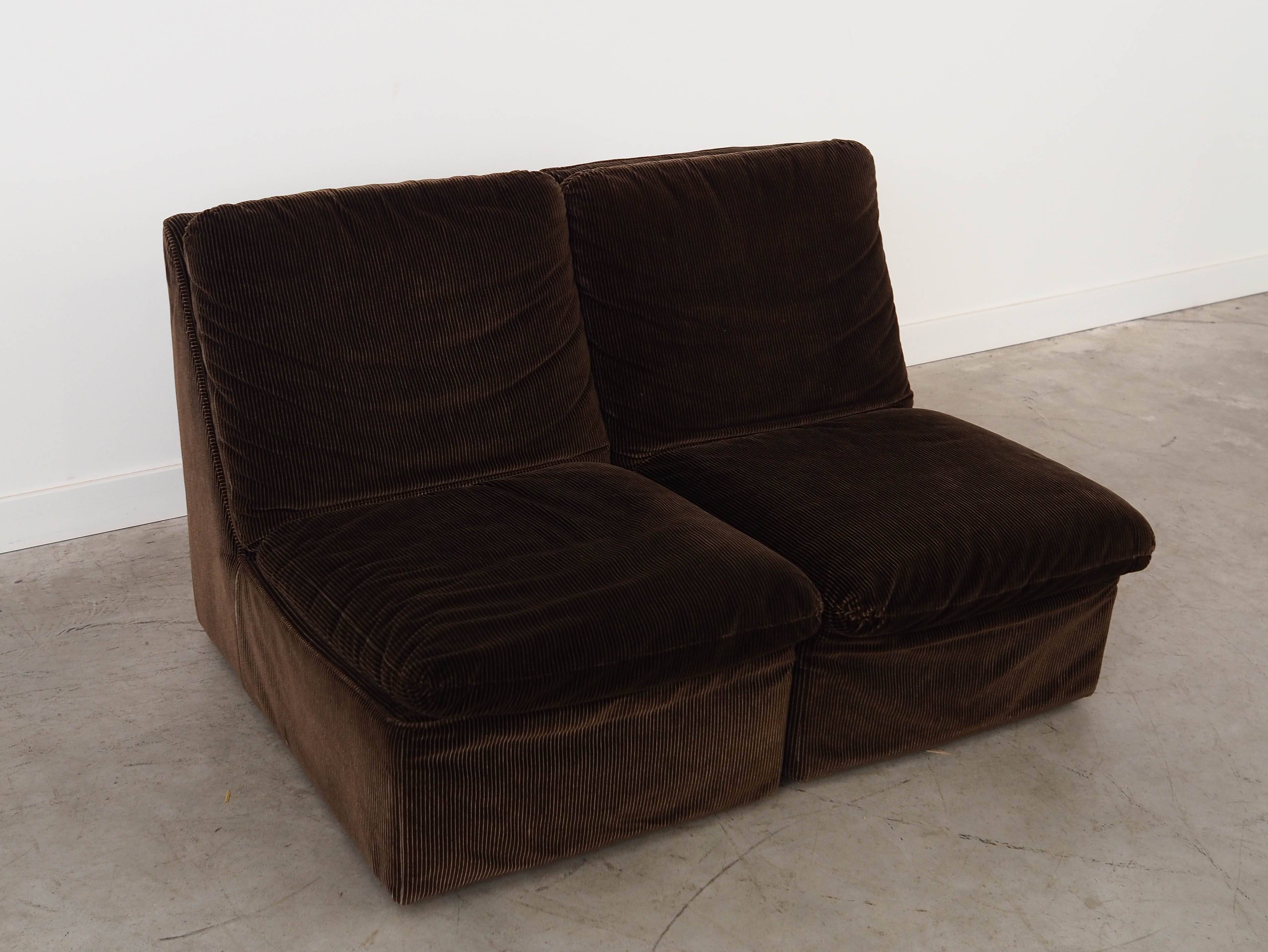 Brown modular sofa, Italian design, 1970s, manufactured by Busnelli