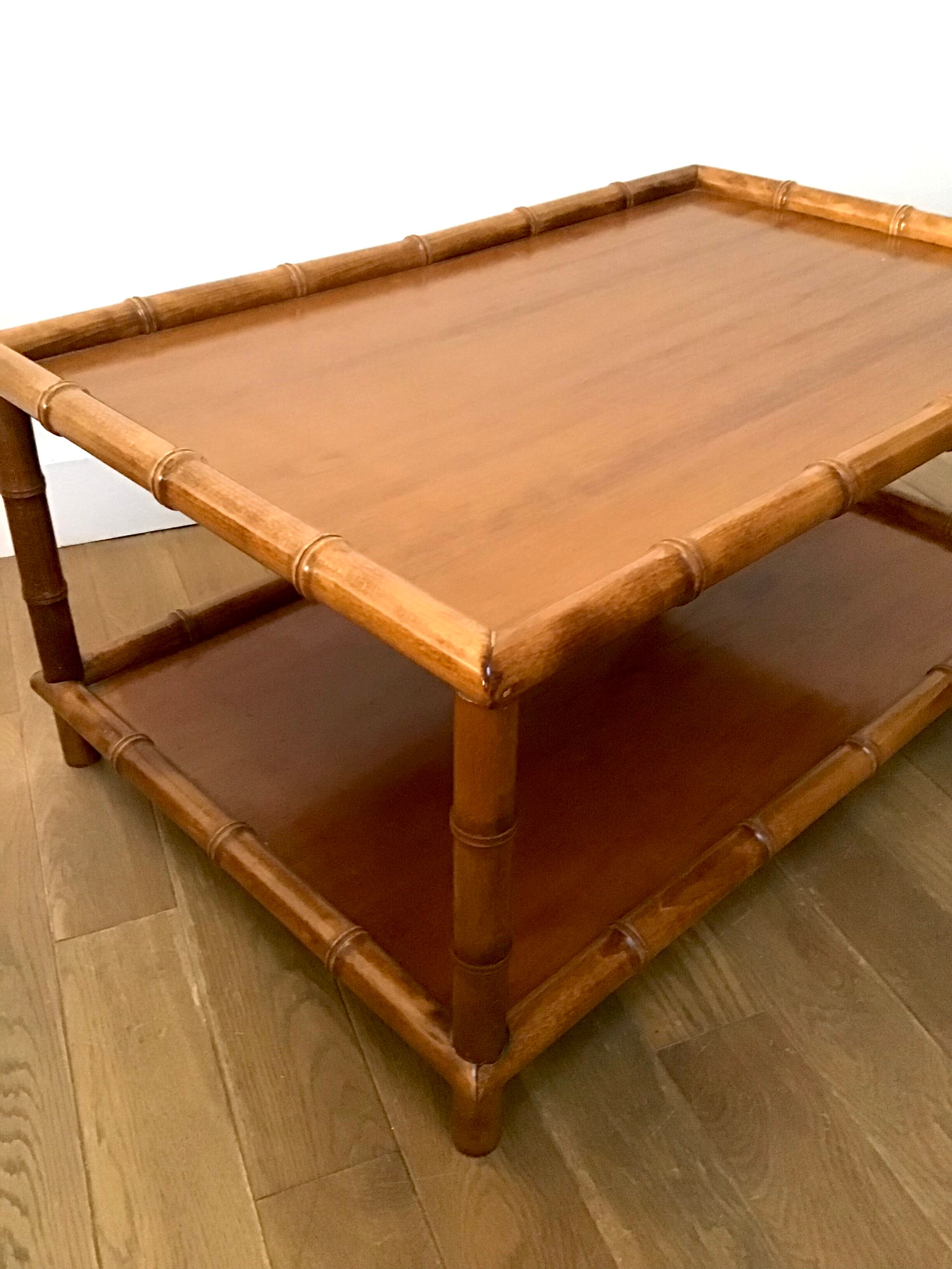 Bamboo-style turned wood coffee table