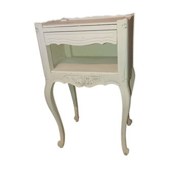 Bedside table white wood high shabby style